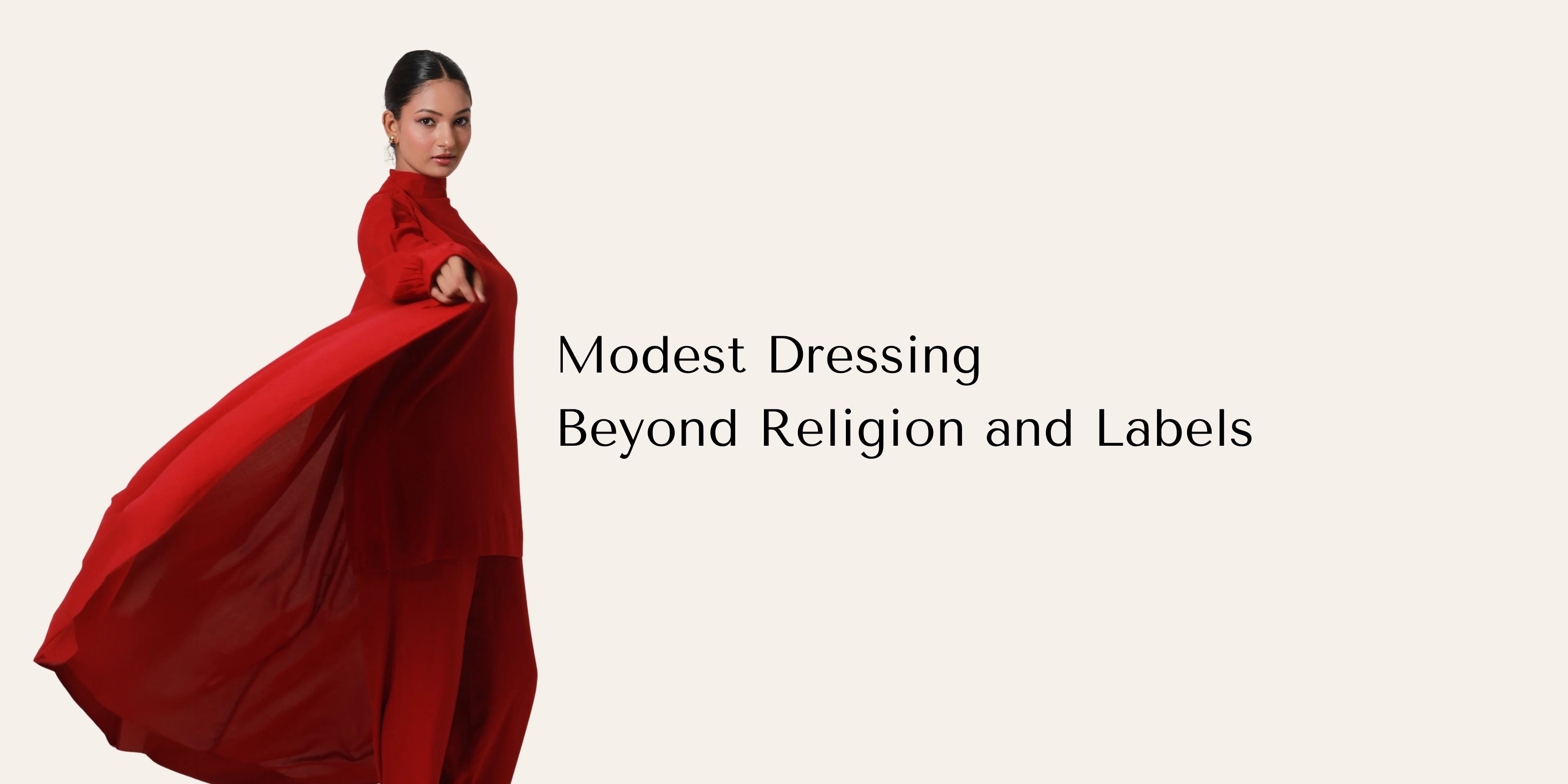 Woman wearing a Binkahe Velar Jacket in a modest contemporary style